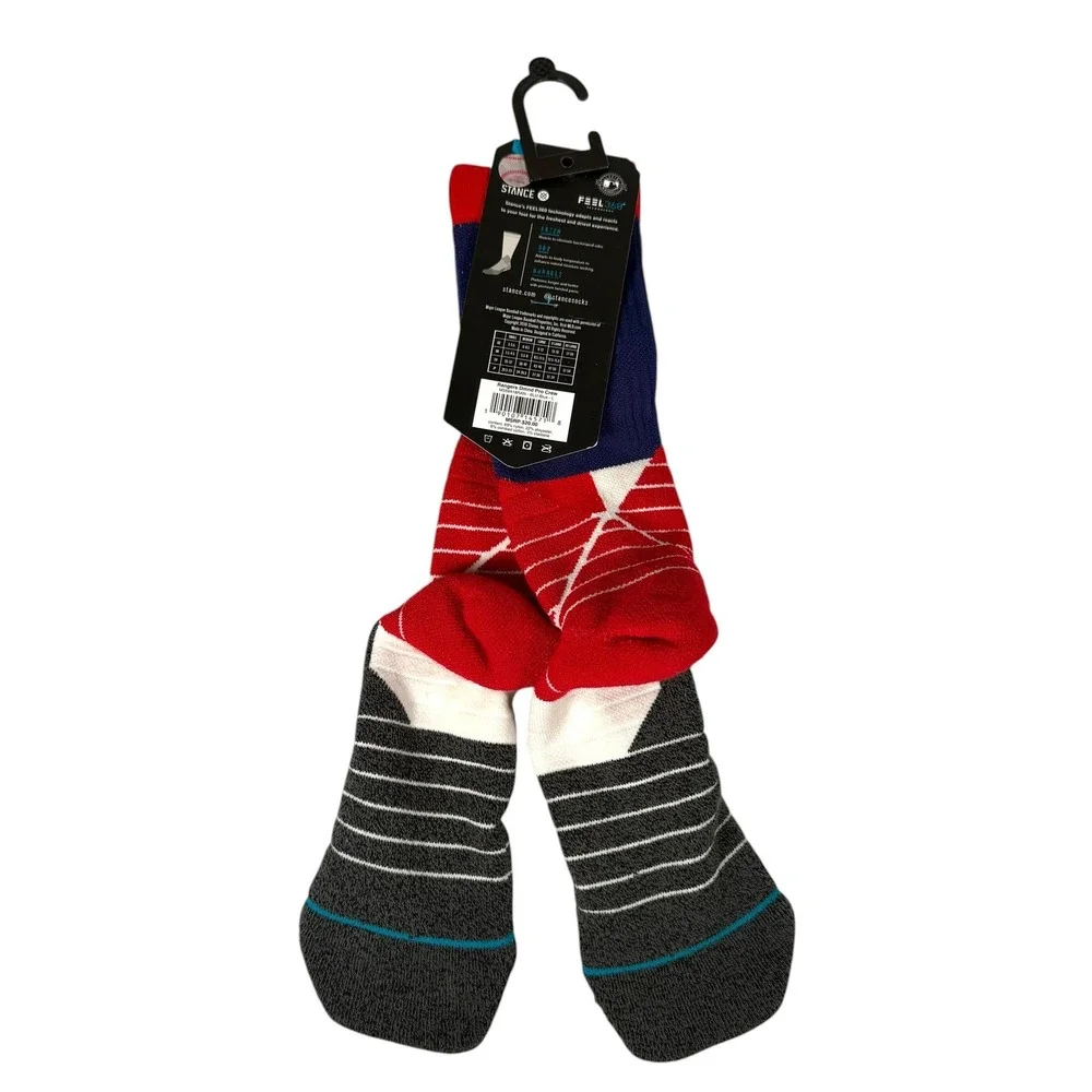 Stance Texas Rangers MLB Diamond Pro Crew Baseball Socks Blue Red Large NEW